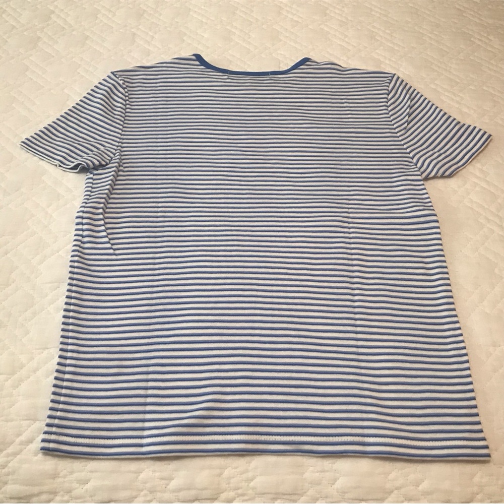 Lauren Ralph Lauren Blue White Striped Short Sleeve Tee Shirt Size P/P - Picture 8 of 8